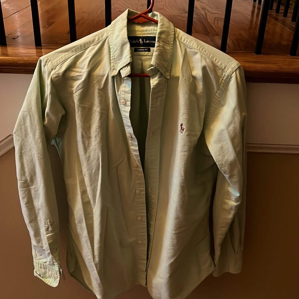 RL 14 1/2 long sleeve green shirt
